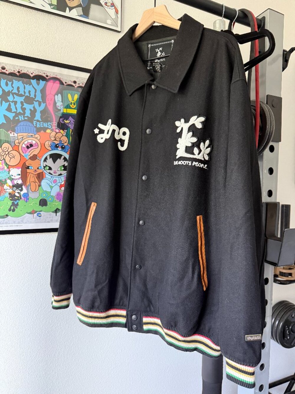 LRG Roots People 3XL Black Varsity Jacket Embroidered Y2K Streetwear